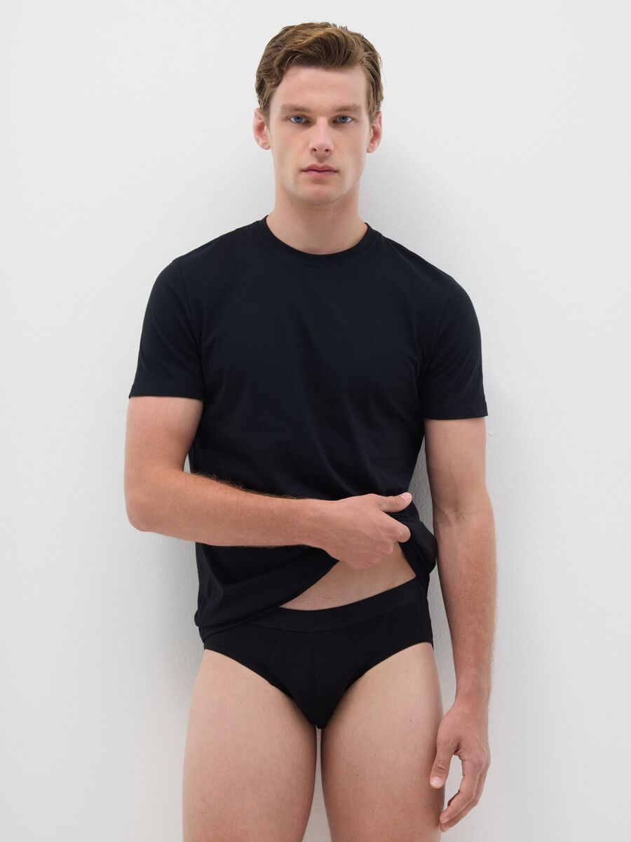 Black Cotton Regular Fit Briefs_0