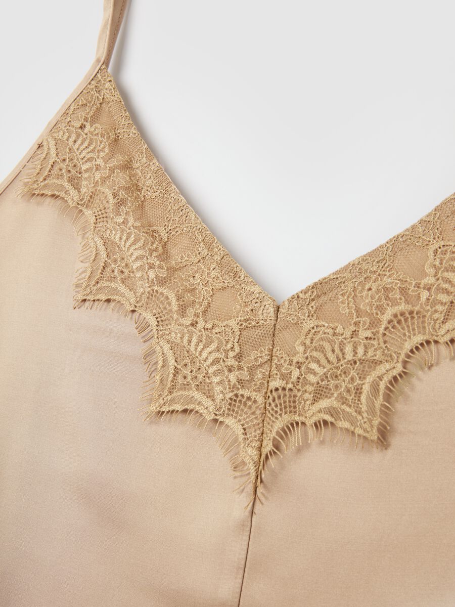 Slim fit beige mix women's top with lace_5