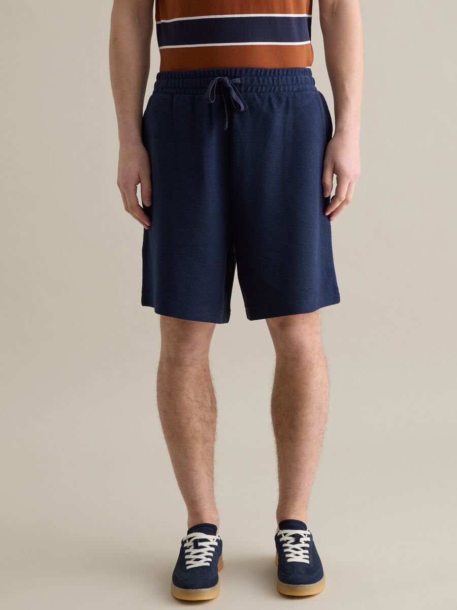 Blue Bermuda shorts in pure Piombo cotton_1
