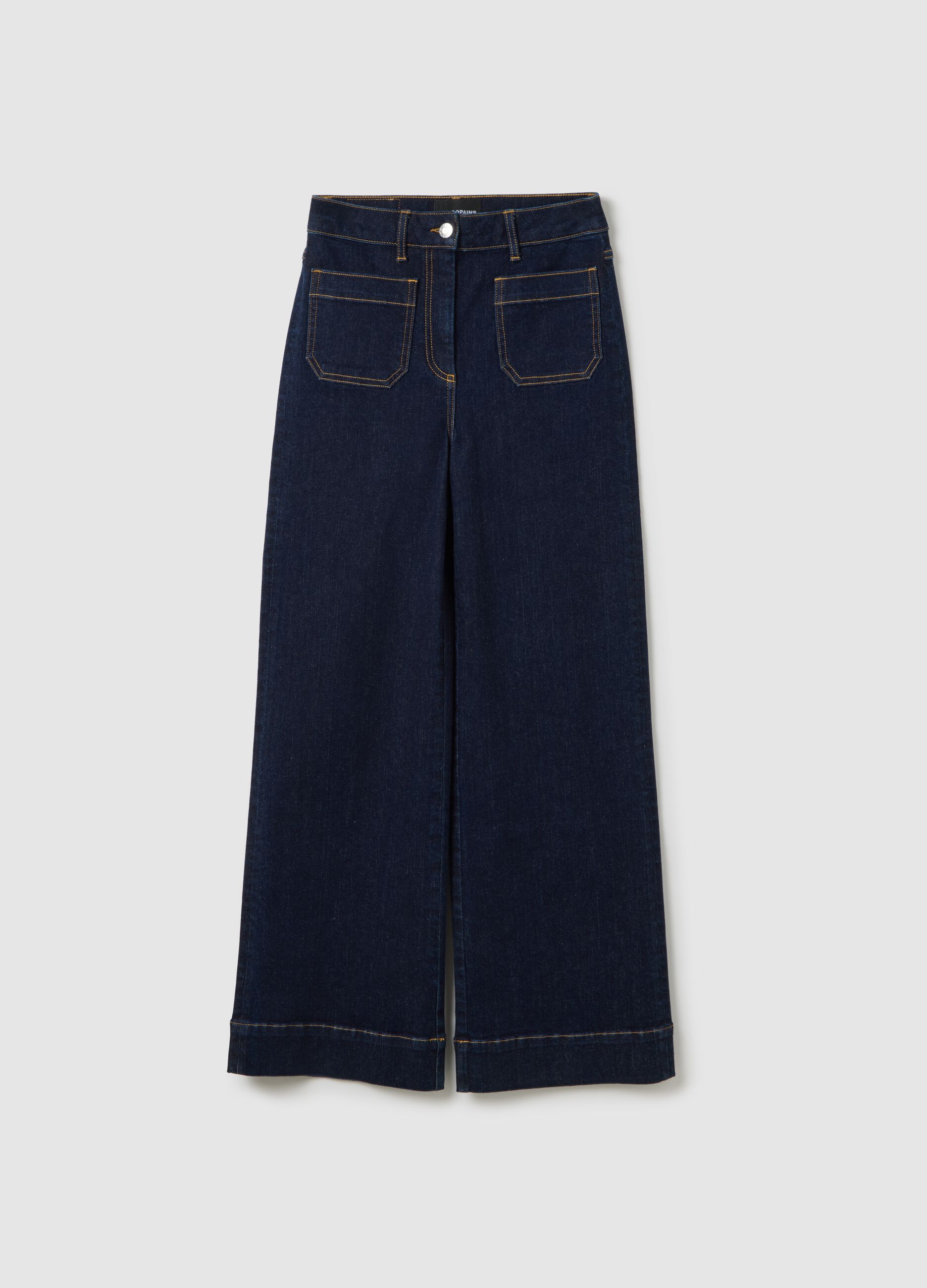 Blue Wide Leg Denim Trousers