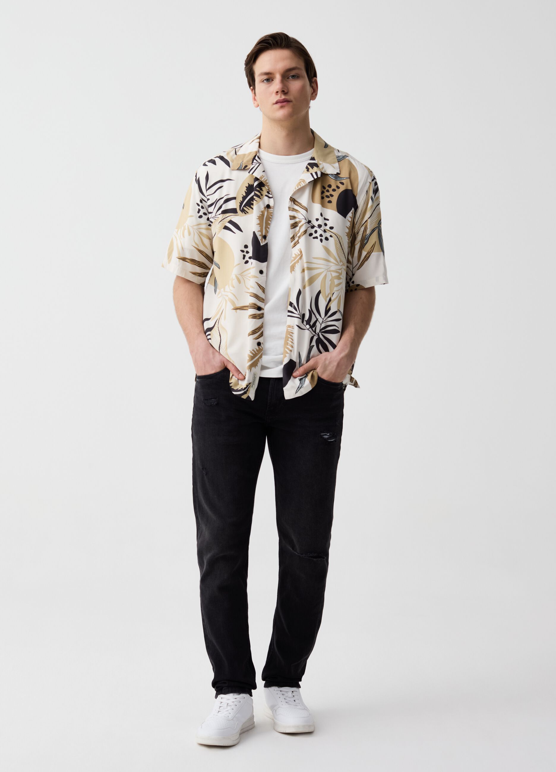 Ovs Camicia a maniche corte stampa tropicale