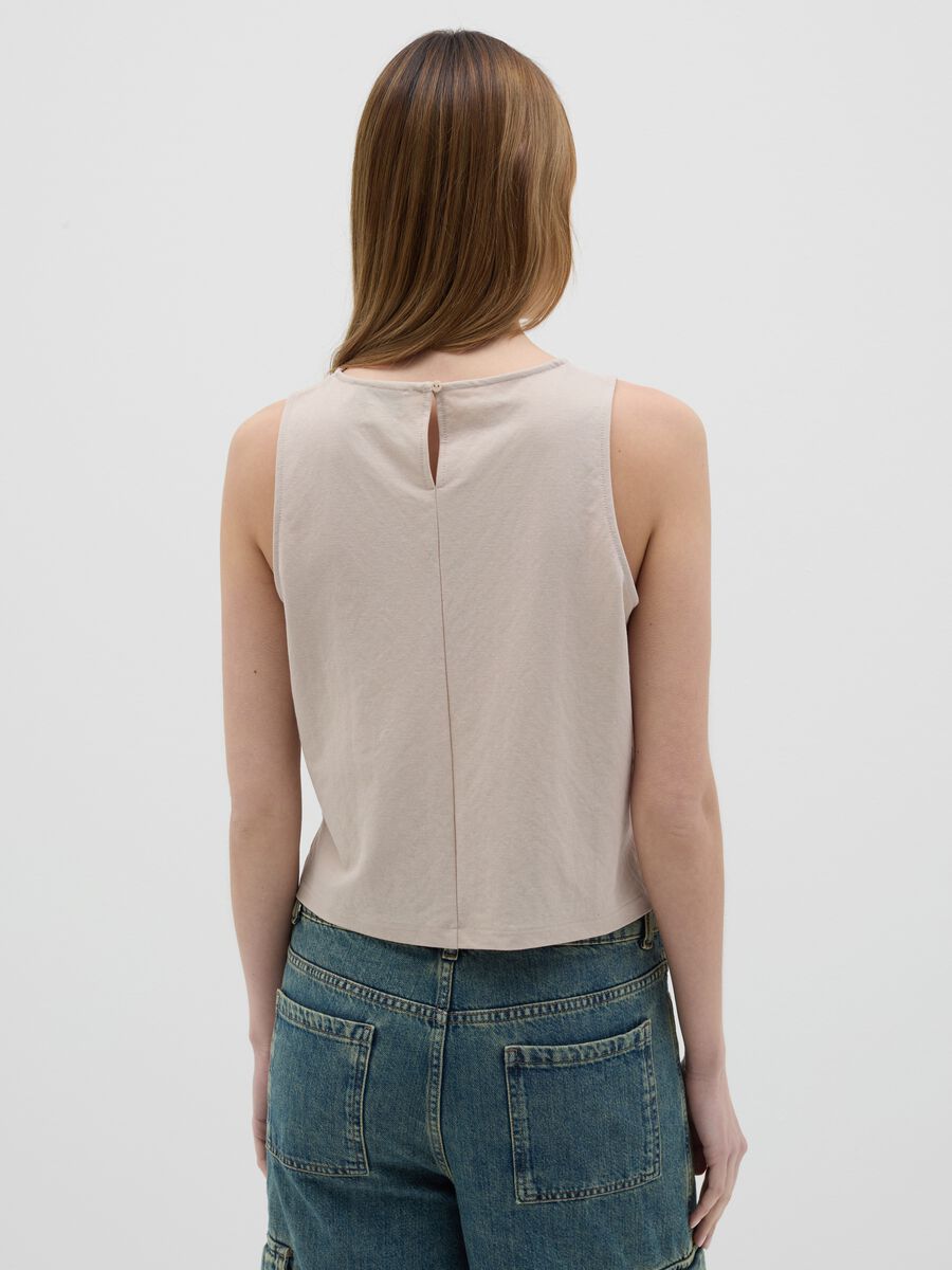 Women's cropped waist top in beige viscose blend with regular fit_3