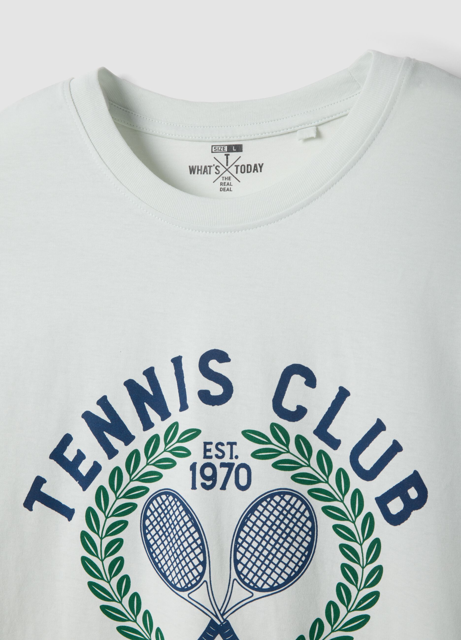 T-shirt bianca con stampa in puro cotone regular fit