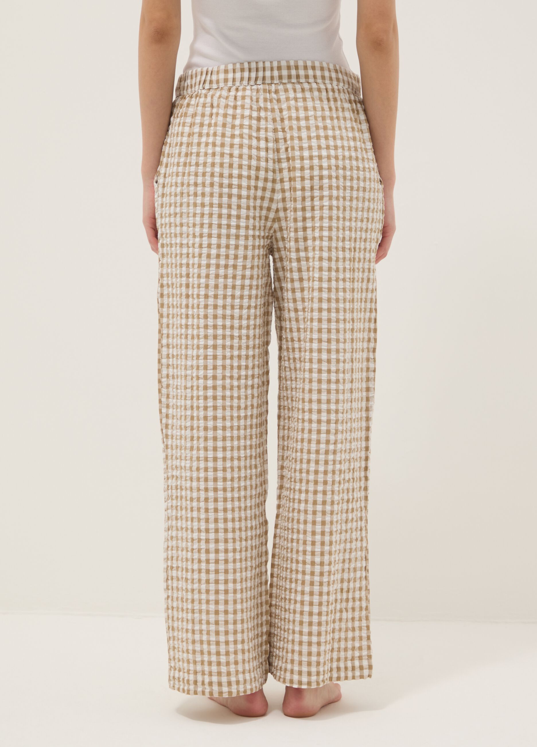 Multicolour check pure cotton pyjama trousers regular fit