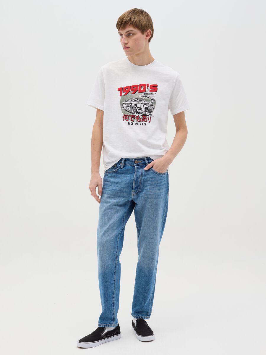 Cotton T-shirt with "1990'S" racing car print_1