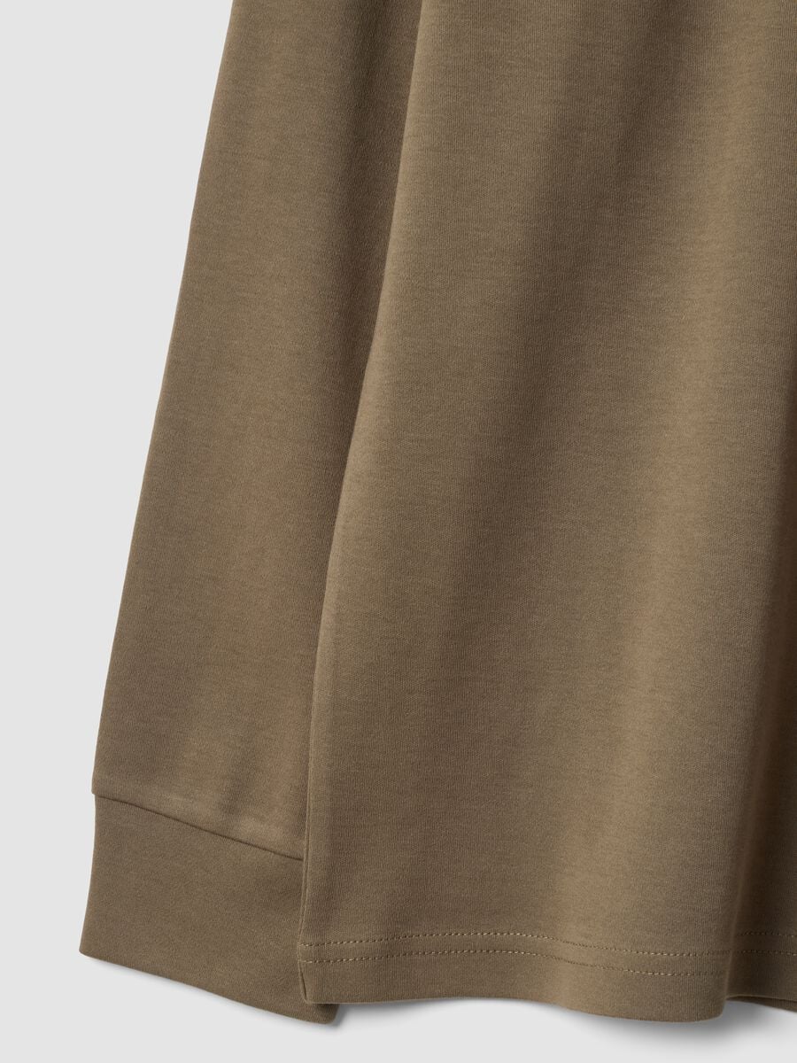 T-shirt marrone in puro cotone con girocollo_1