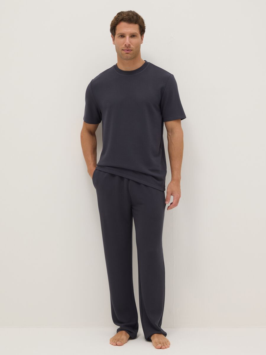 Black viscose blend pyjama T-shirt regular fit_0