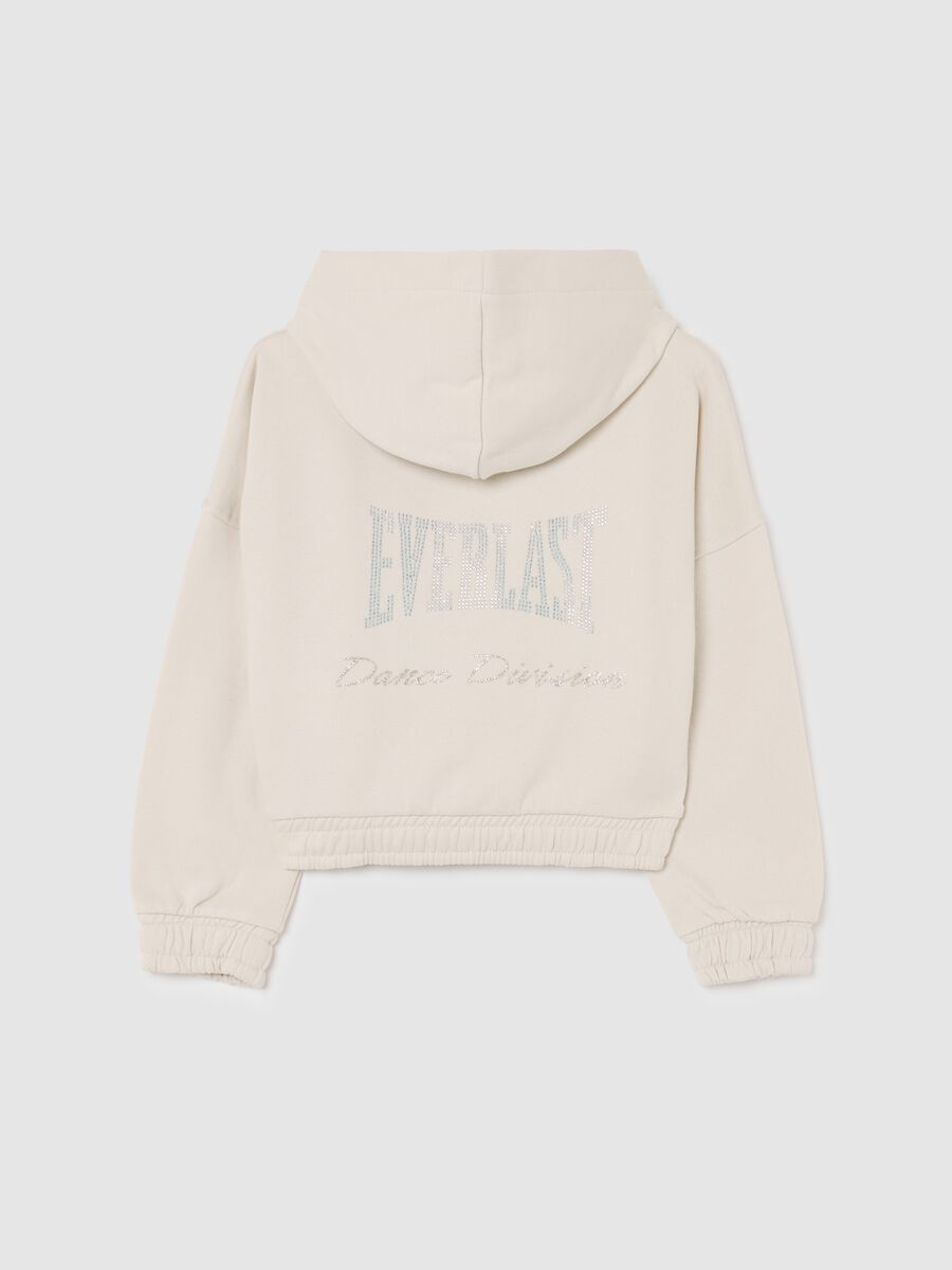 Felpa beige da bambina in misto cotone regular fit con logo Everlast_1