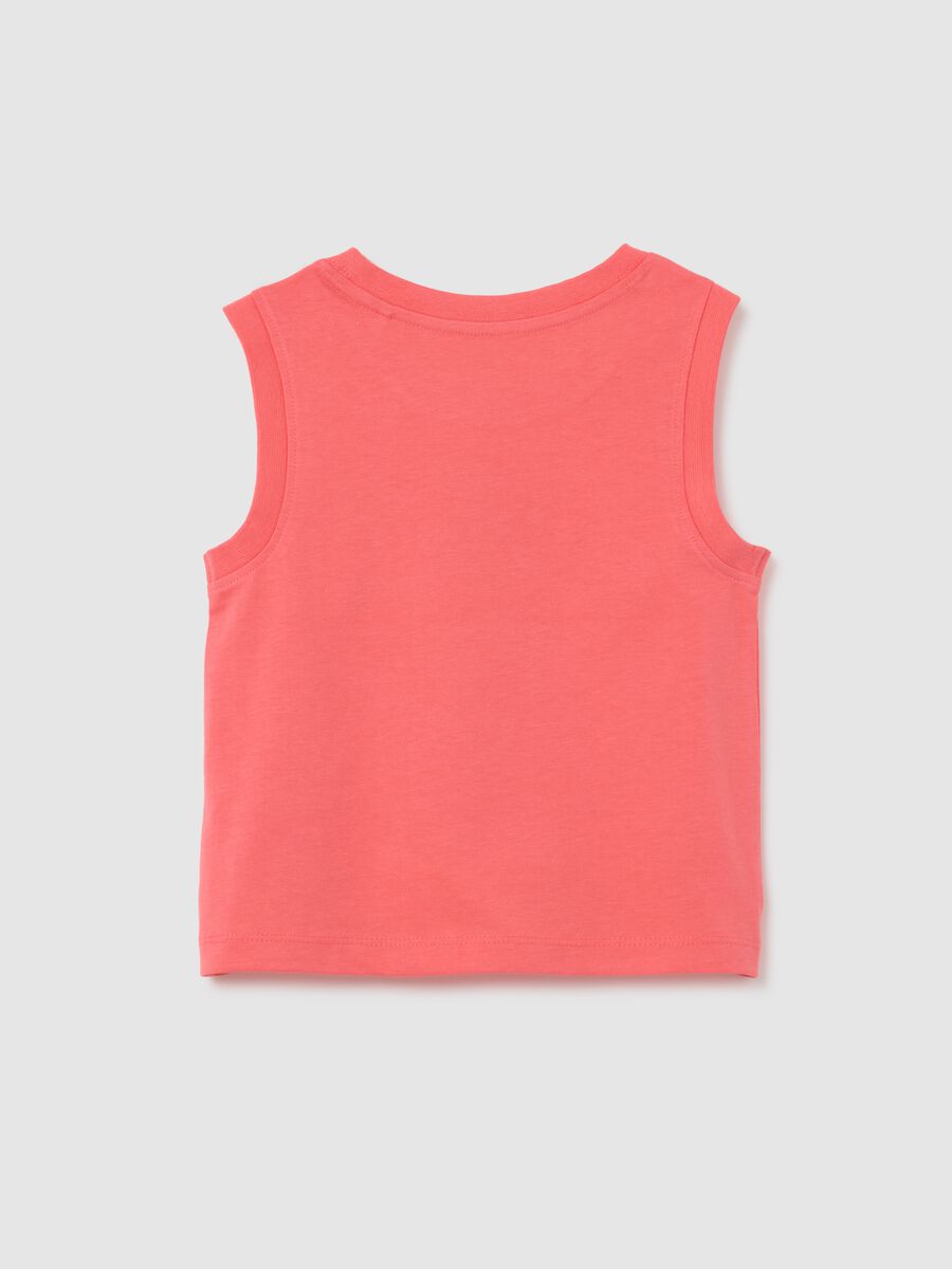 Girls' pink pure cotton tank top regular fit with print_1