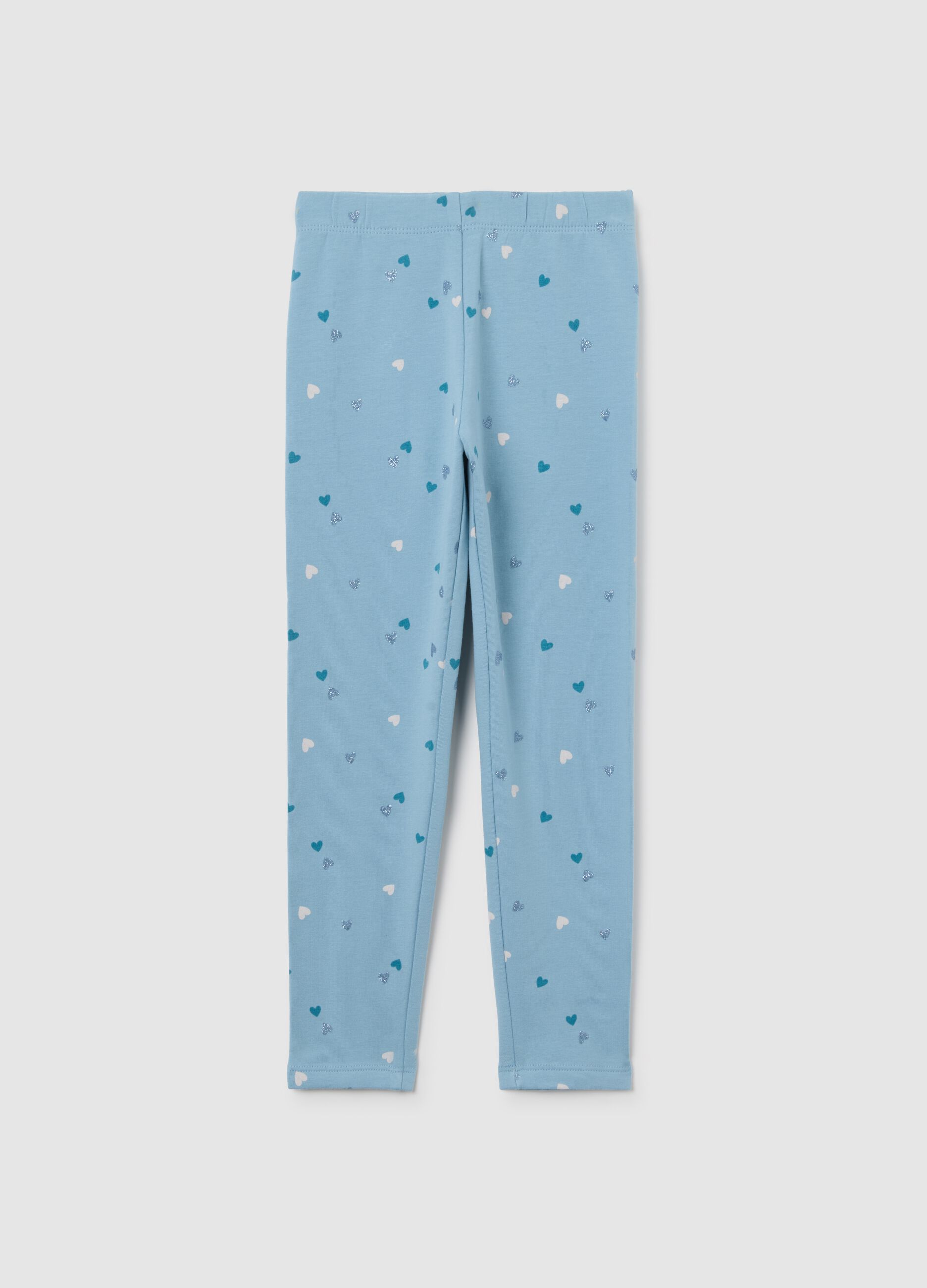 Blue leggings with hearts