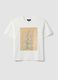 White pure cotton T-shirt with floral print_0