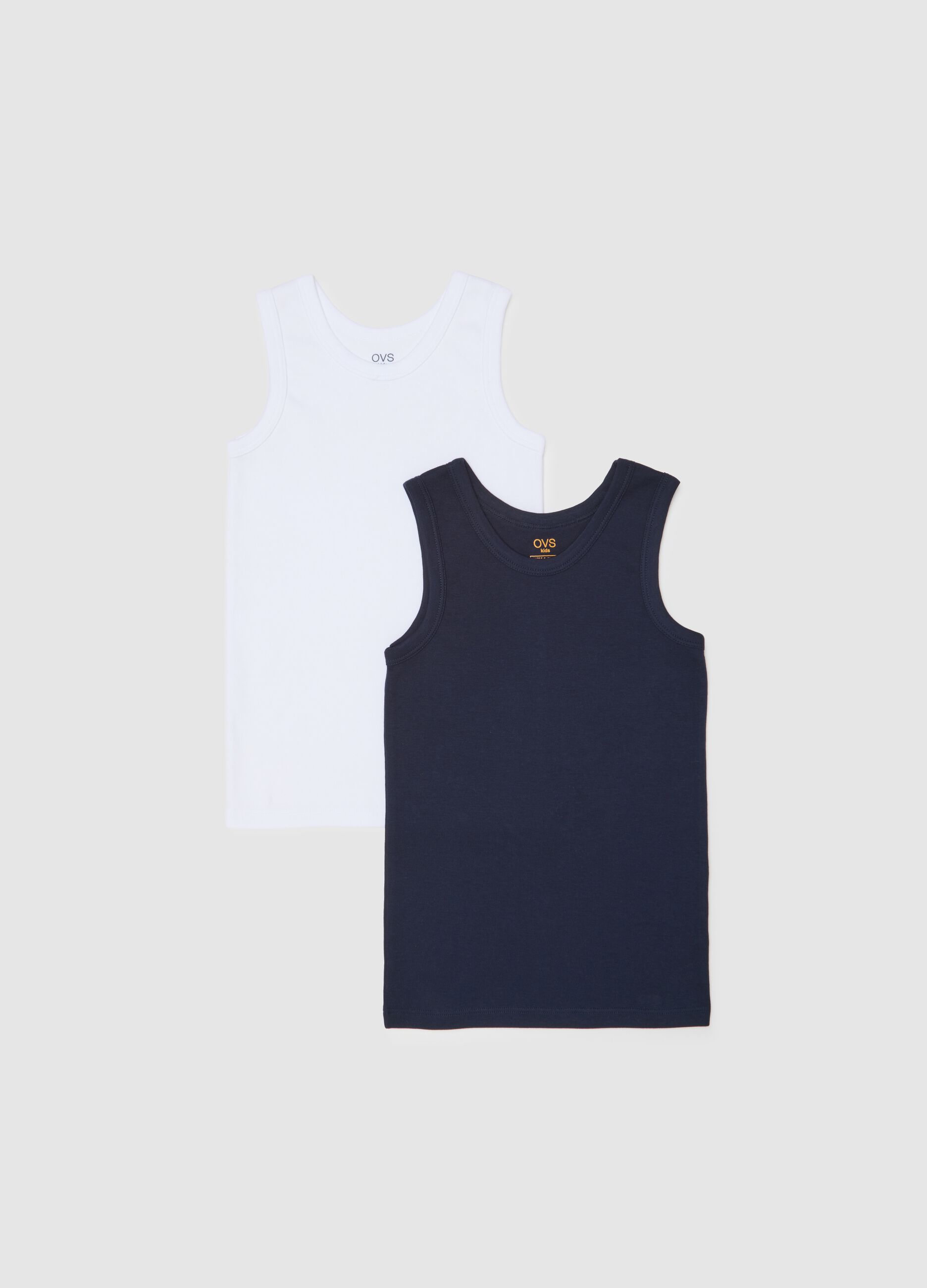 Pack of blue and white cotton vests