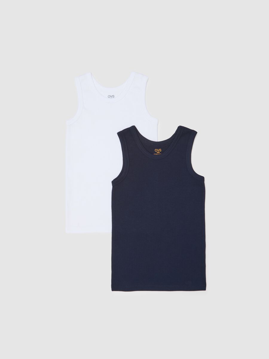Pack of blue and white cotton vests_0