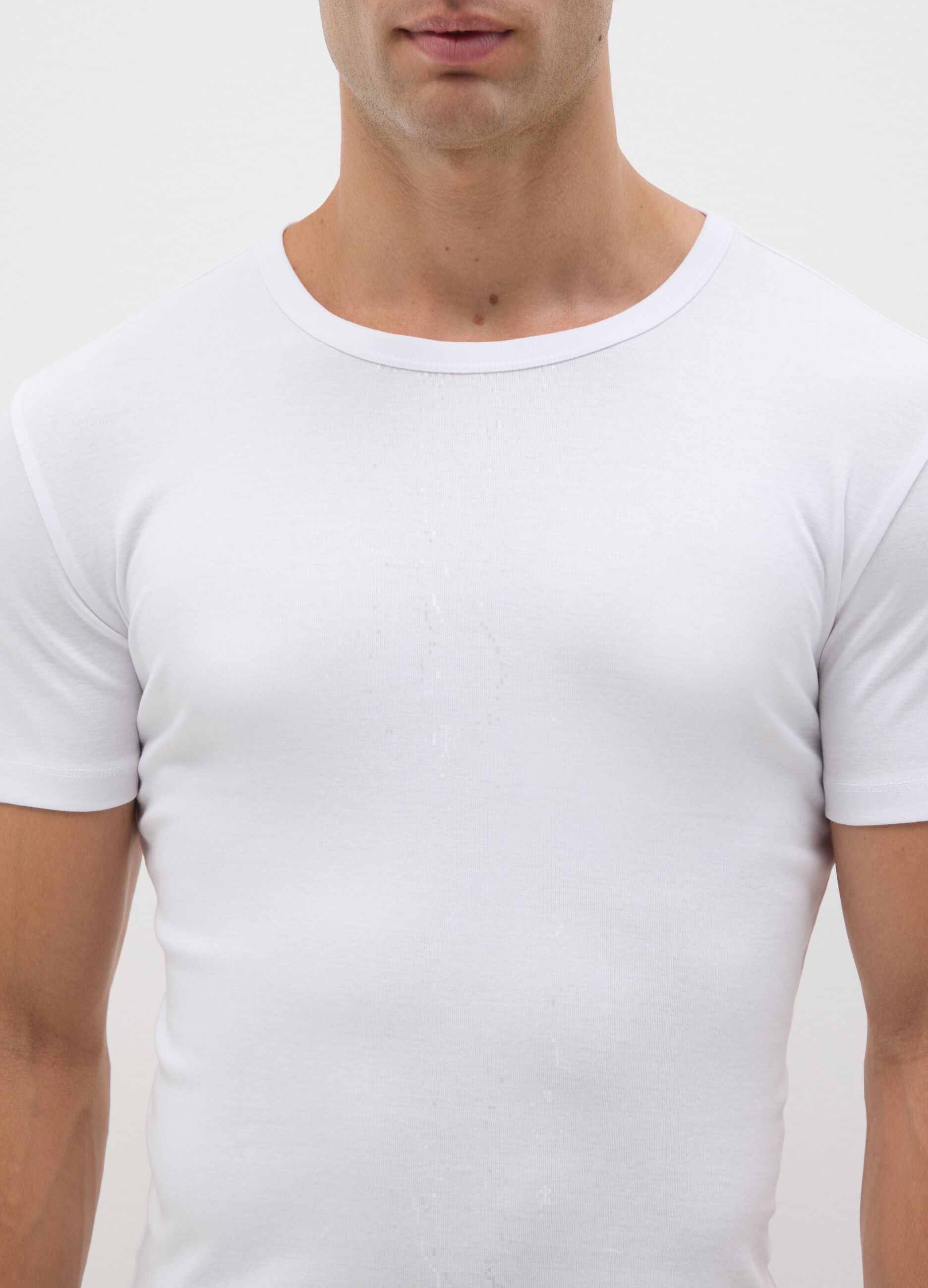 White pure cotton regular fit T-shirt