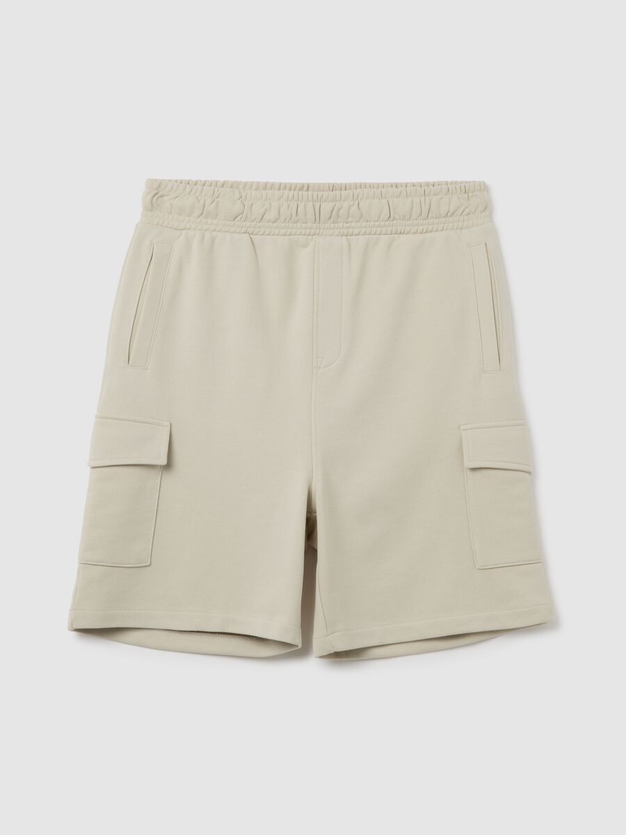 Men's beige cotton blend shorts relaxed fit_4