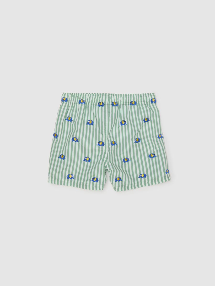 Boy's regular fit boxer shorts in multicoloured blend with green stripes_1
