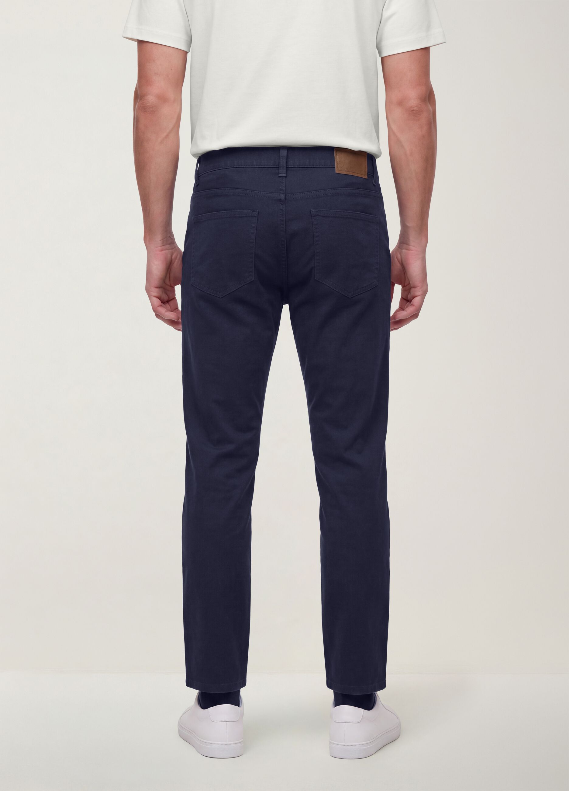 Blue pure cotton five-pocket trousers
