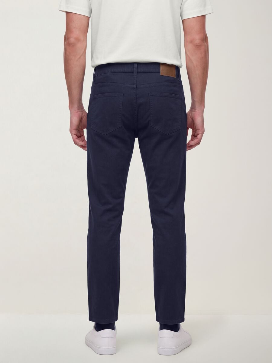 Pantaloni blu cinque tasche in puro cotone_2
