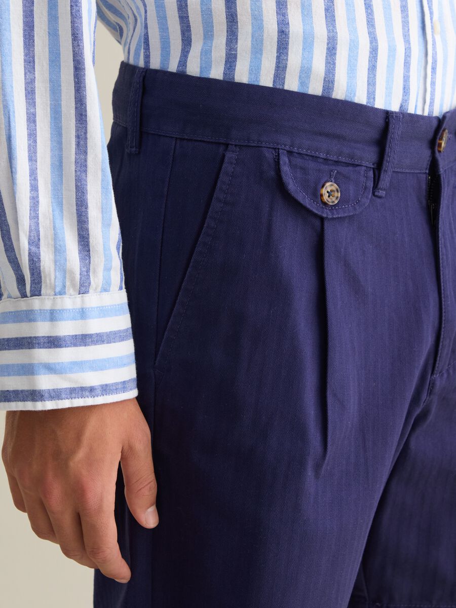 Blue Twill Cotton Shorts_3