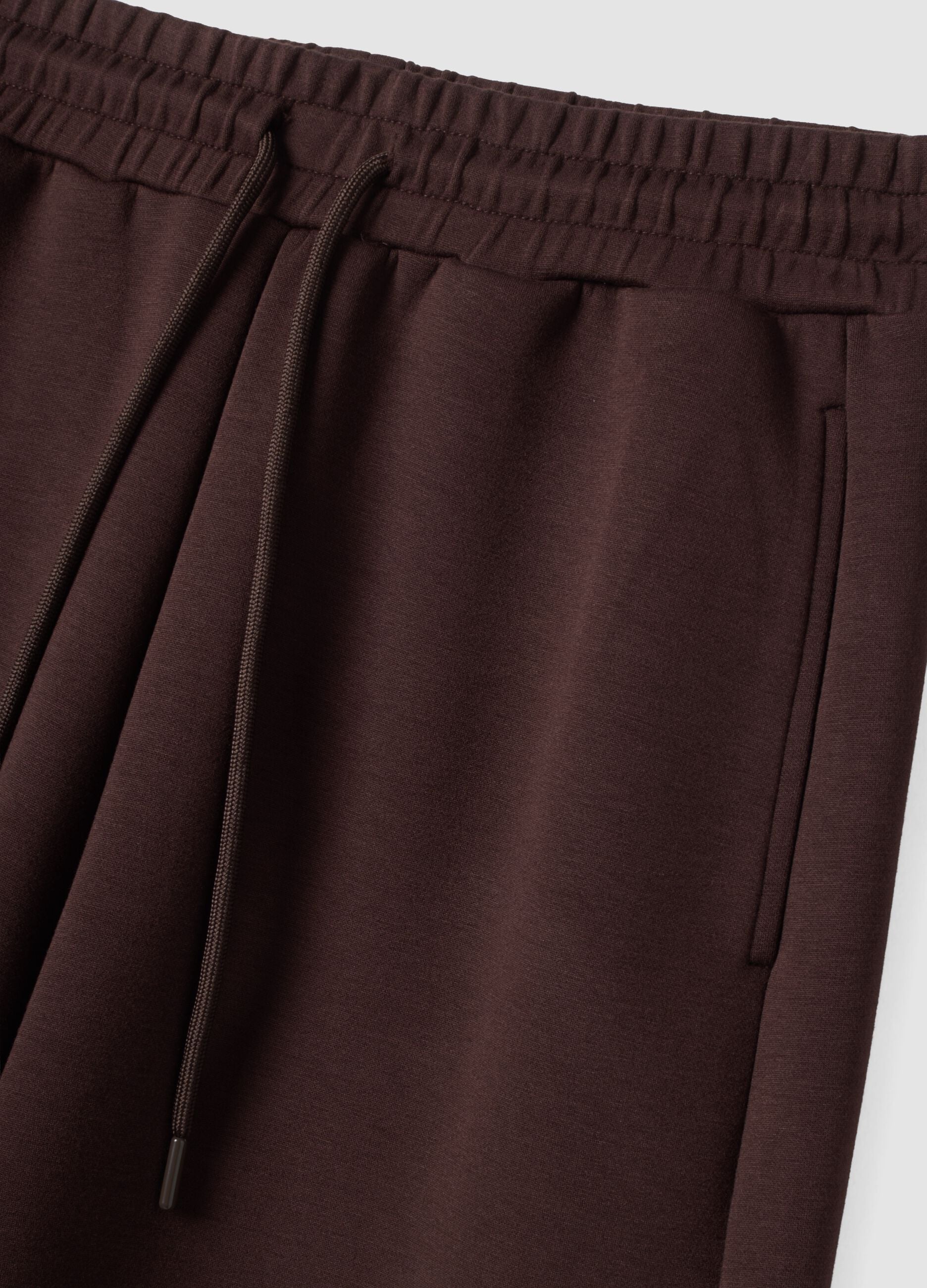 Brown wide-leg trousers in stretch modal with drawstring