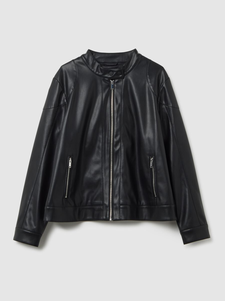 Giacca nera con zip regular fit_0