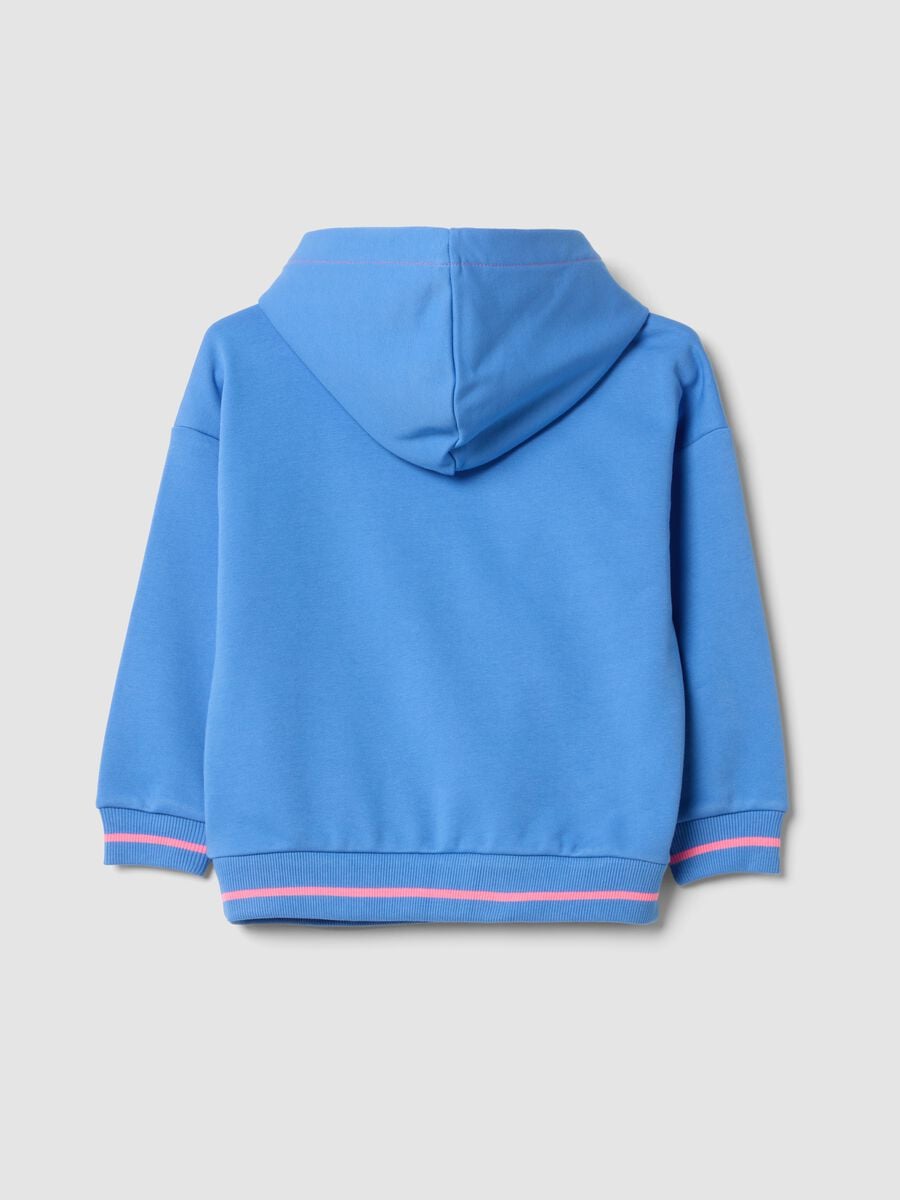 Felpa blu in misto cotone con cappuccio e dettagli ricamati regular fit_1
