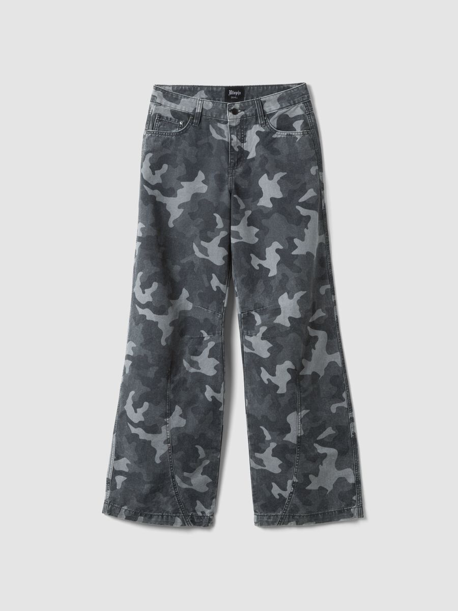 Wide Leg Denim Dark Camo_0
