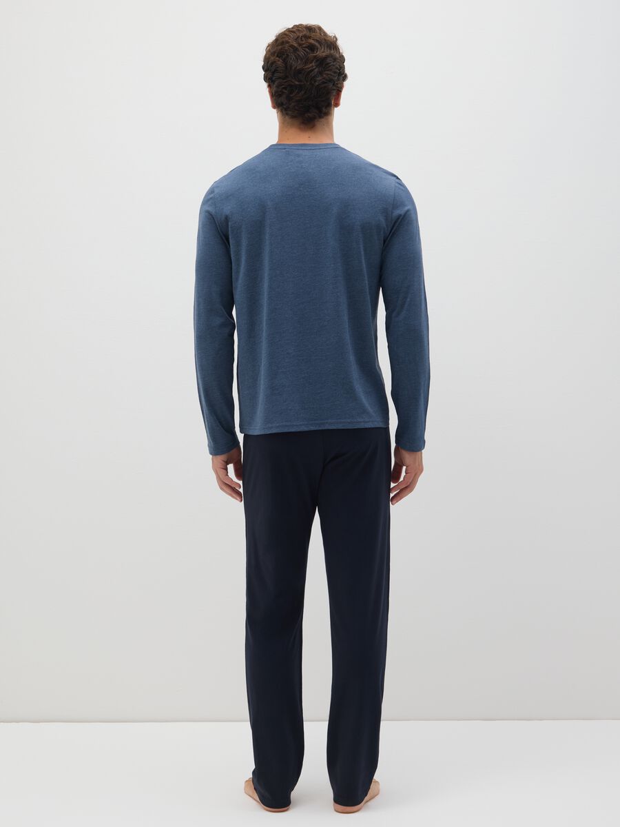 Pure Cotton Blue Regular Fit Pyjamas_2