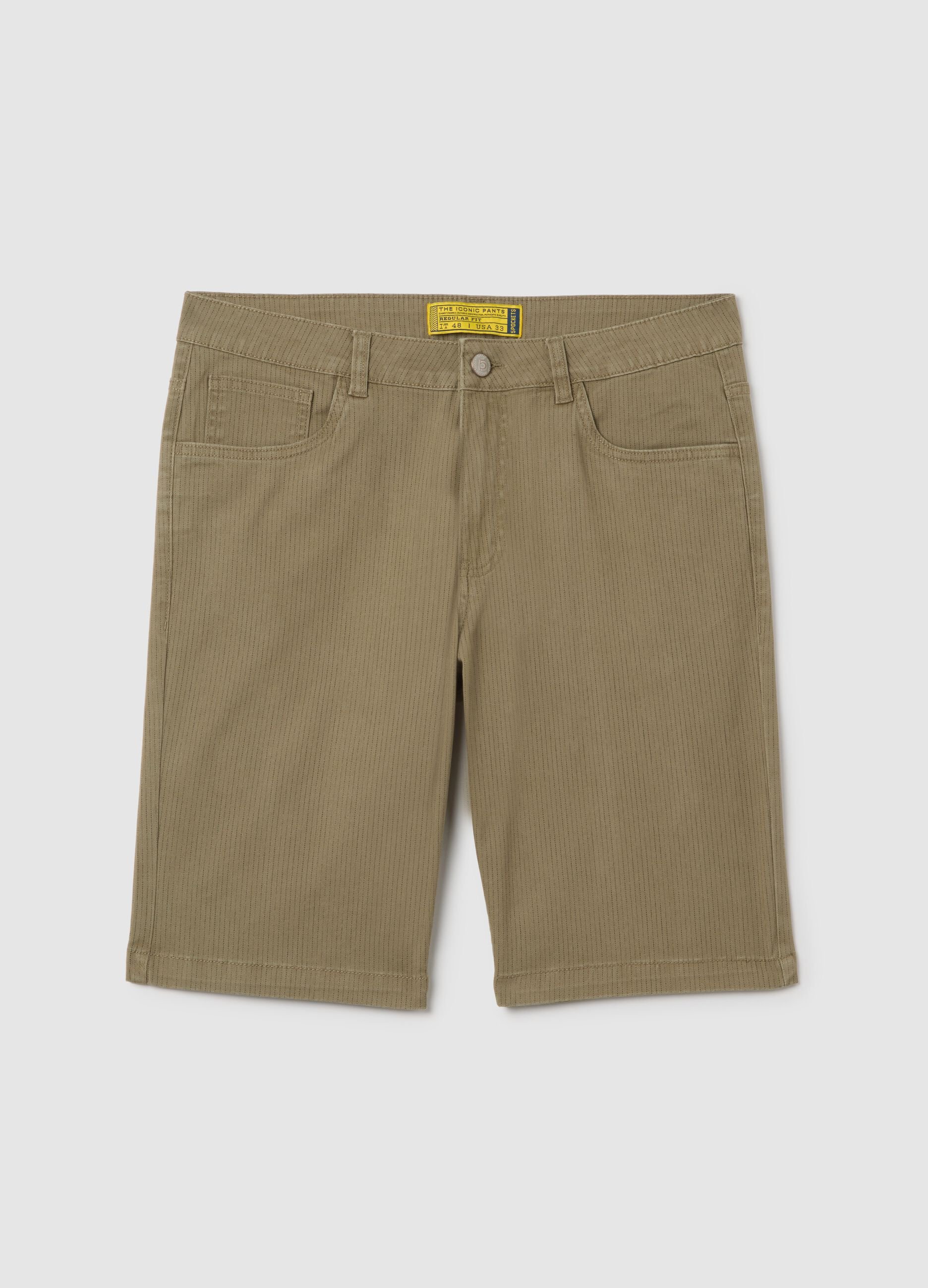 Shorts da uomo in cotone elasticizzato verde regular fit cinque tasche