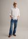 Jeans in misto cotone denim e lino blu regular fit_1