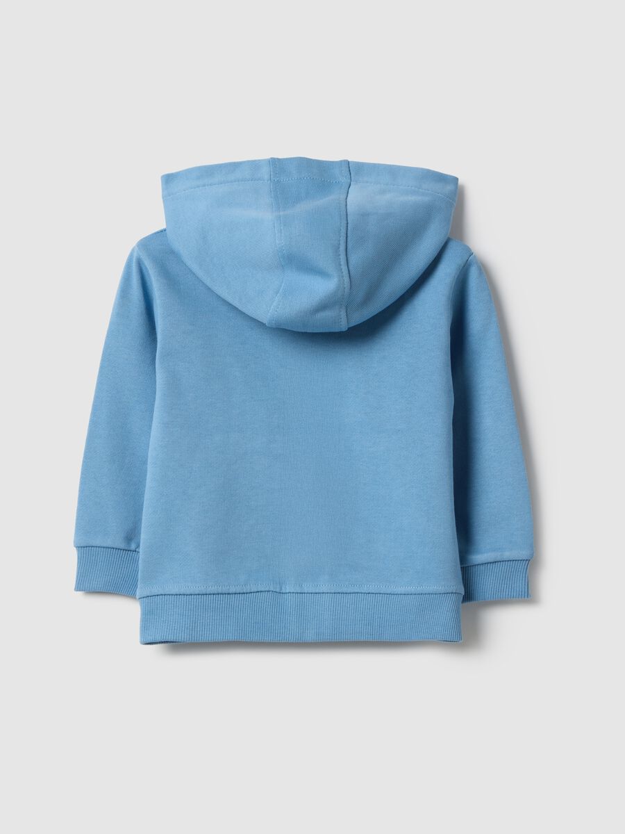 Blue pure cotton hoodie for boys in regular fit with zip_1