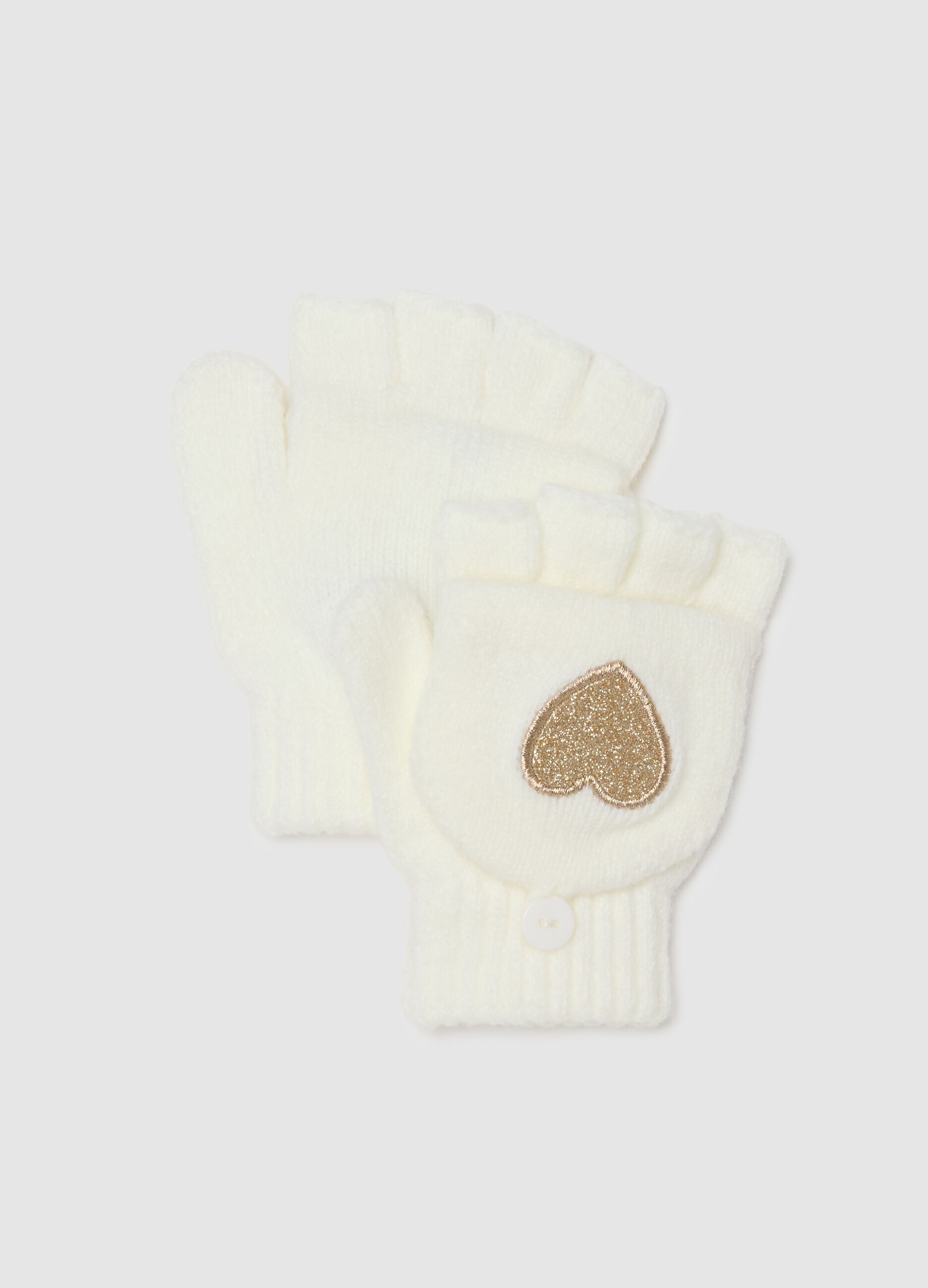 Multicolour fingerless girl gloves with glitter