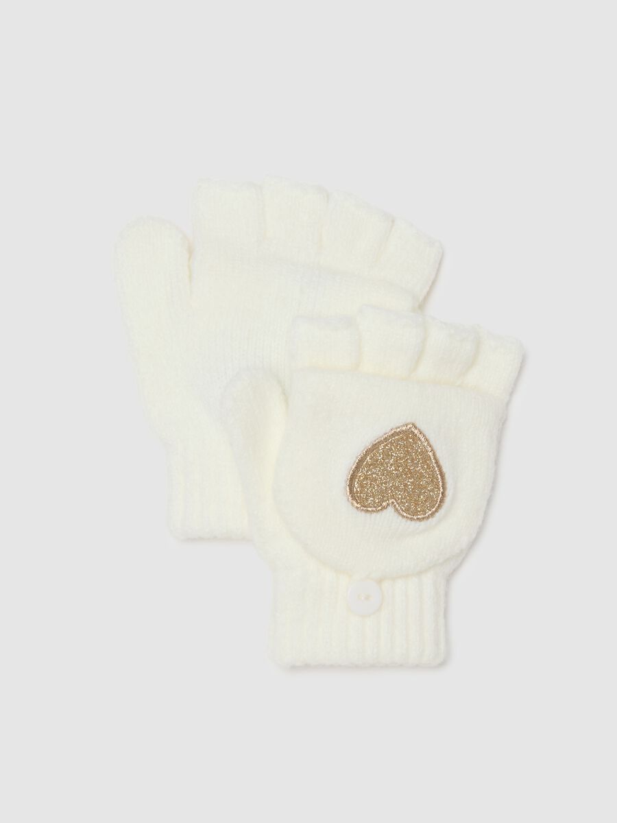 Multicolour fingerless girl gloves with glitter_0