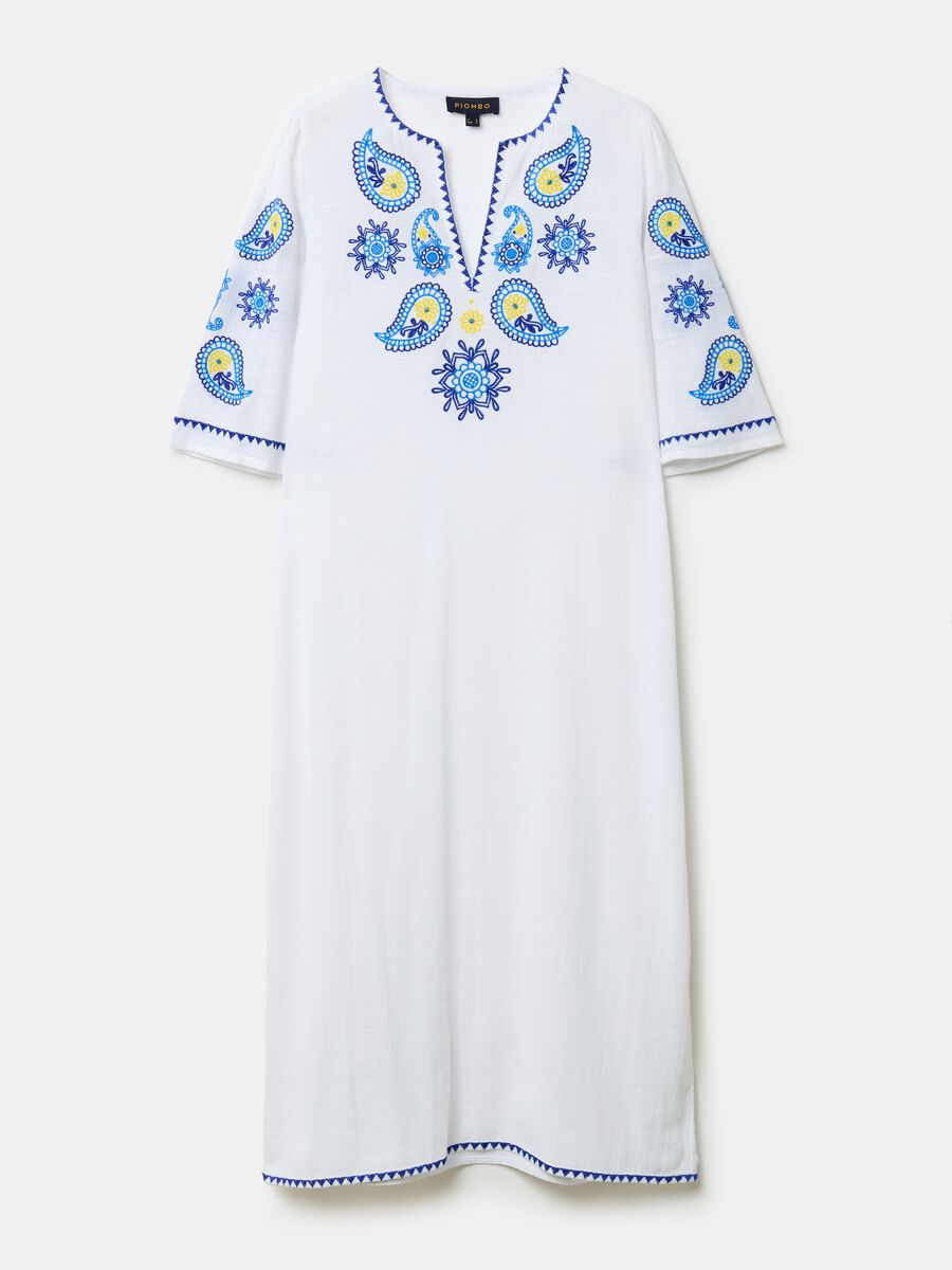 Long beach cover-up kaftan with paisley embroidery_3