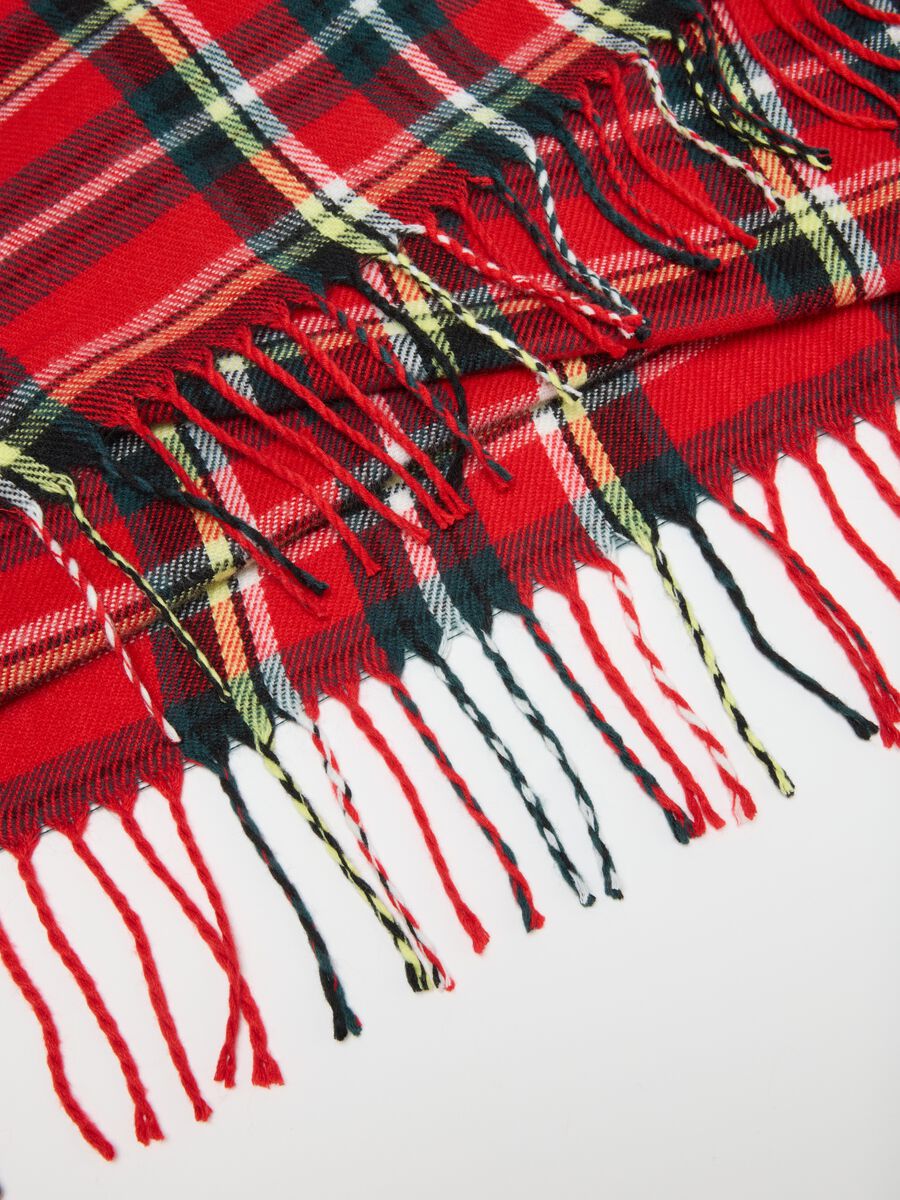 Multicolour check scarf with fringes_2