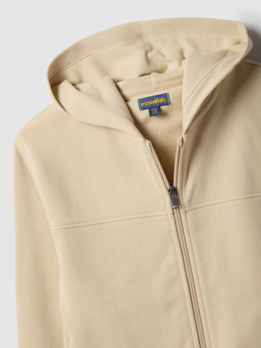 Children's beige hoodie with zip in pure cotton regular fit_2