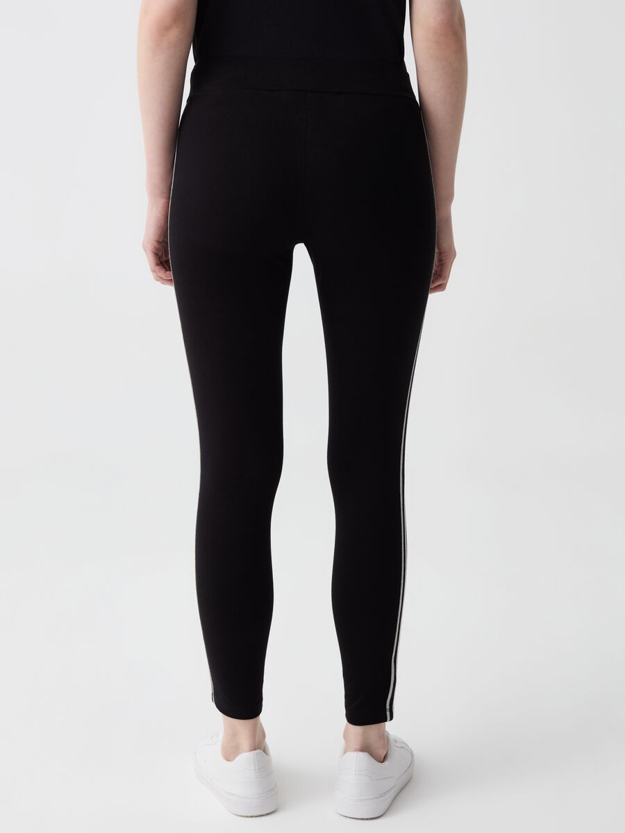 Leggings with striped bands and logo print_2