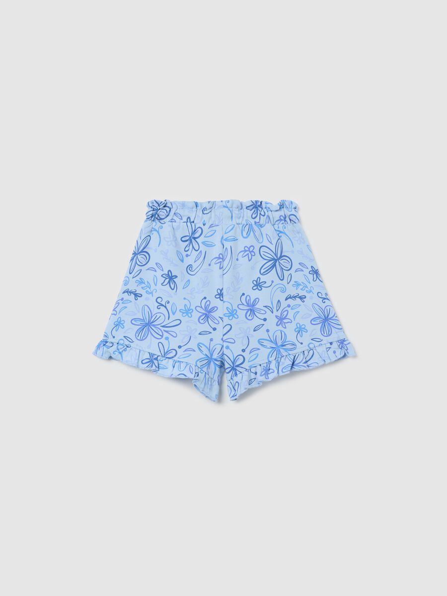 Light blue French terry shorts with drawstring and print_1
