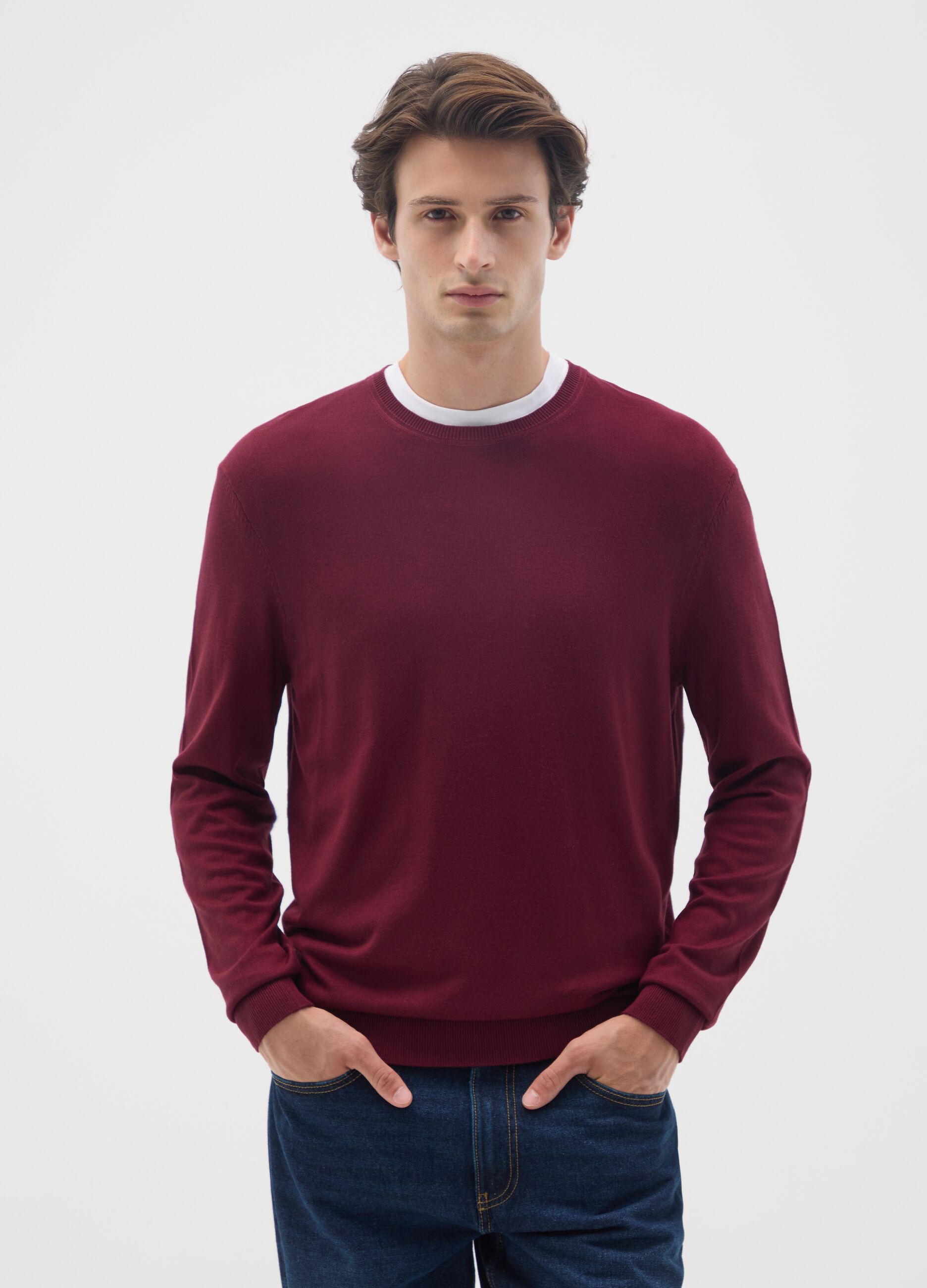 Red viscose blend regular fit jumper