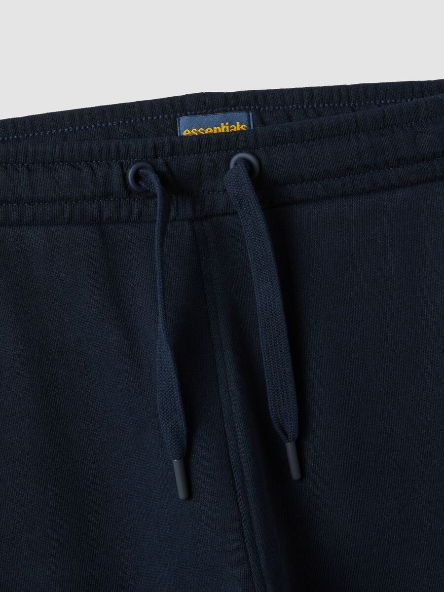 Navy organic cotton joggers with drawstring for boys_1