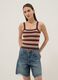 Fitted multicolour striped pure cotton vest with thin straps_2