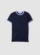 Blue stretch-cotton fitted T-shirt with contrast trims_4