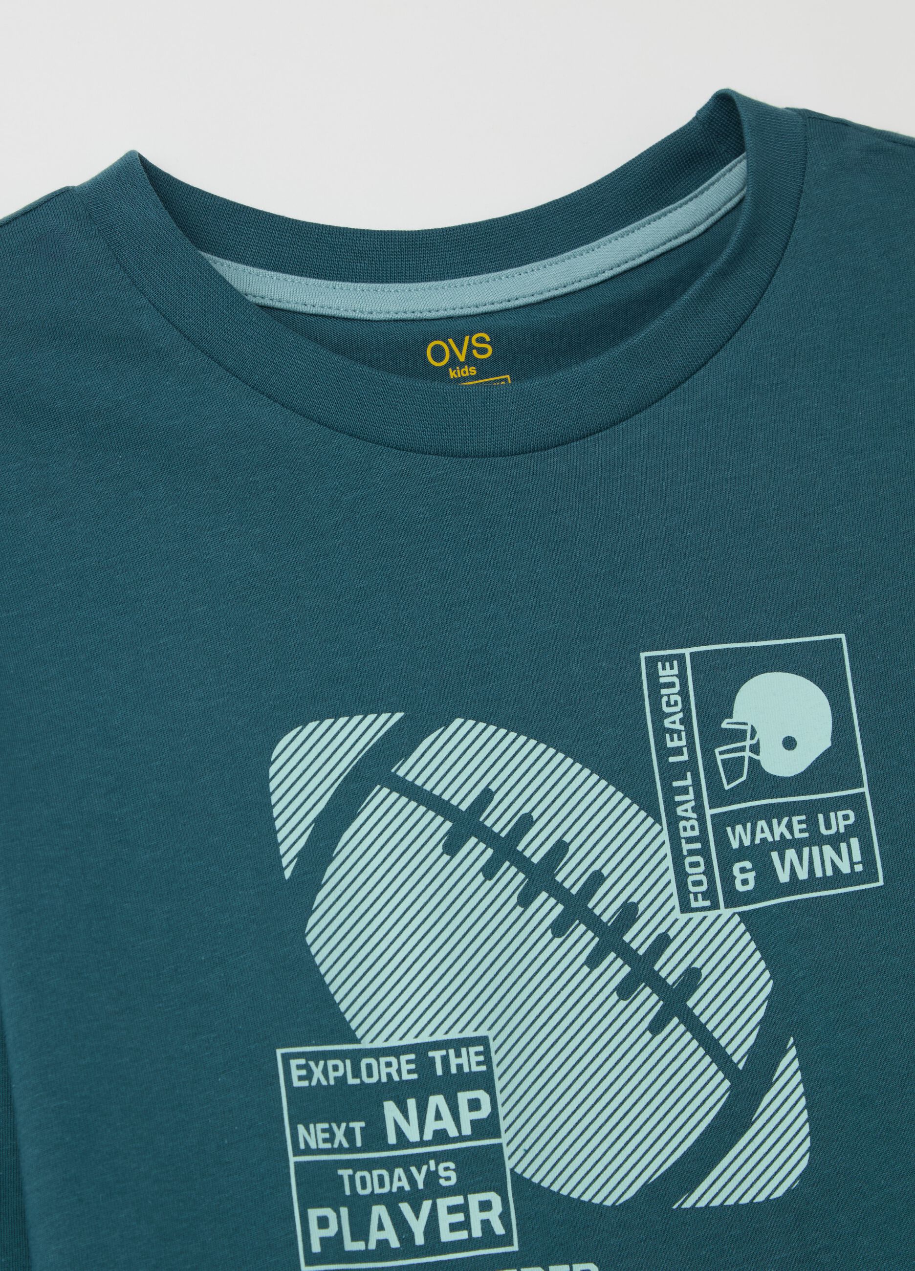Cotton pyjamas with football motif print