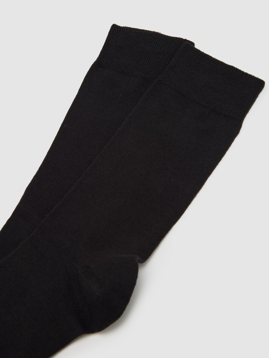 Black Cotton Stretch Socks Twin Pack_1