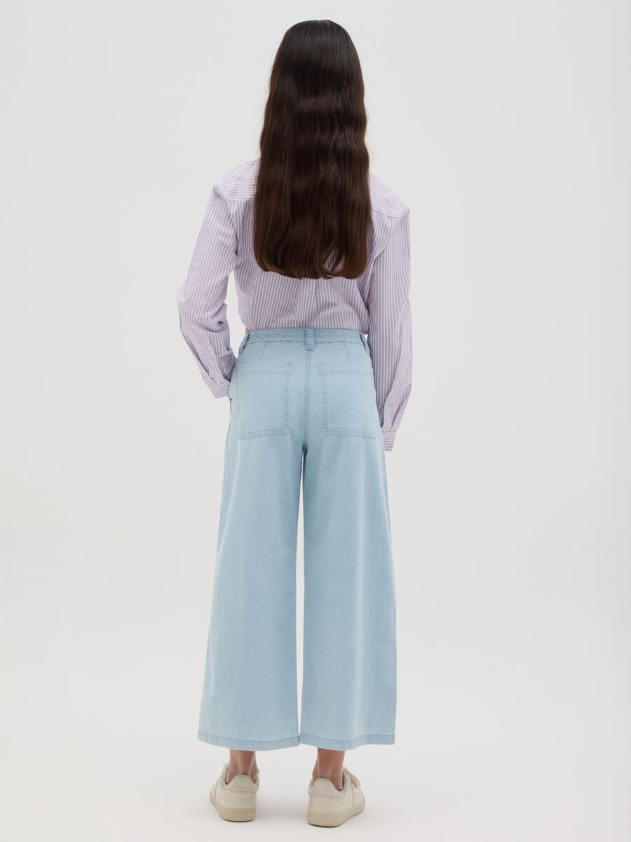 Girls’ light blue wide-leg jeans in 100% cotton_2