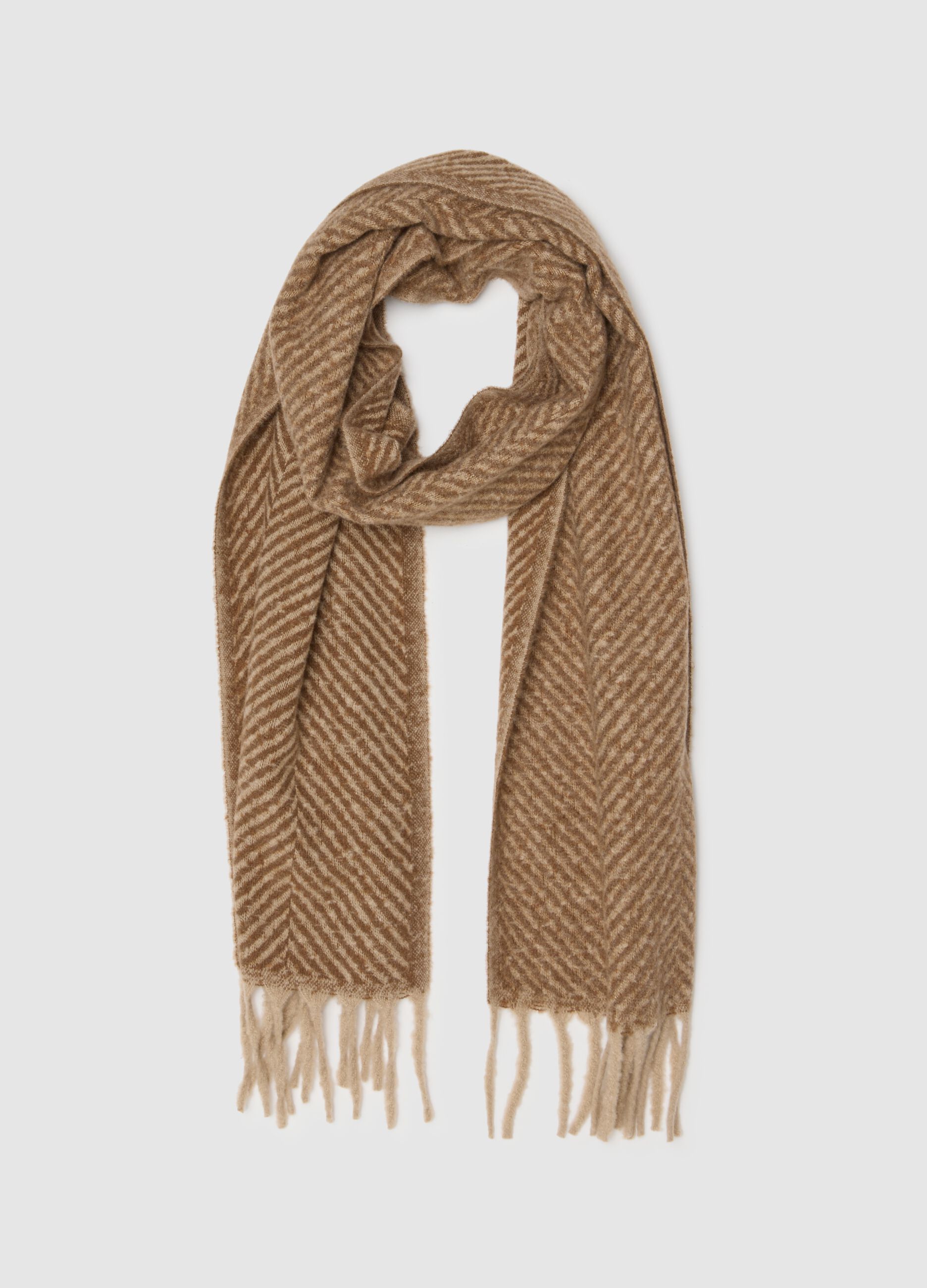 Brown scarf with fringes
