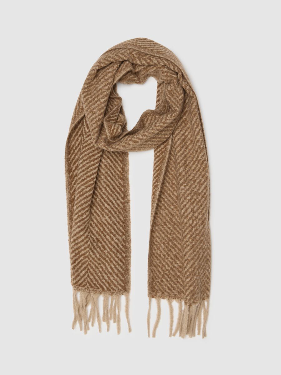 Sciarpa marrone con frange_1