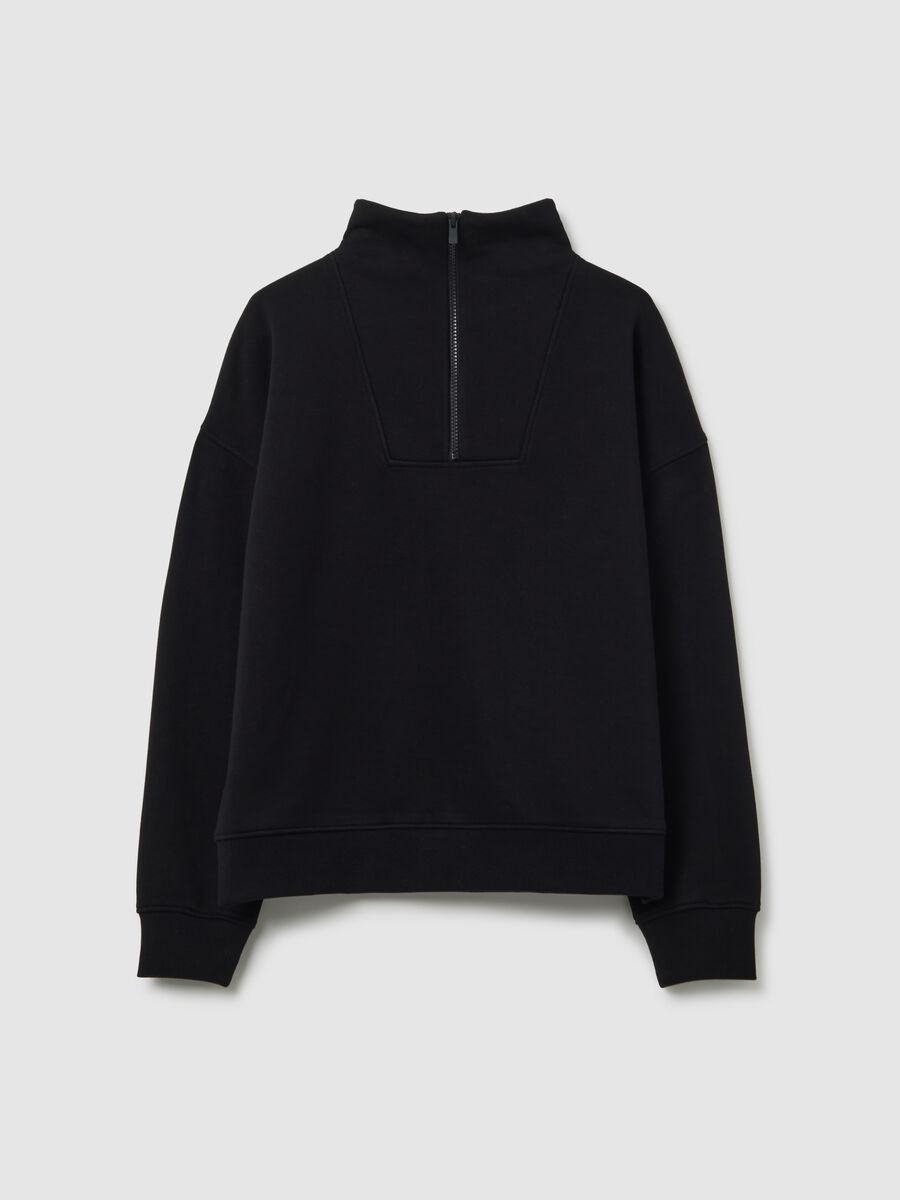 Black cotton blend sweatshirt regular fit_4