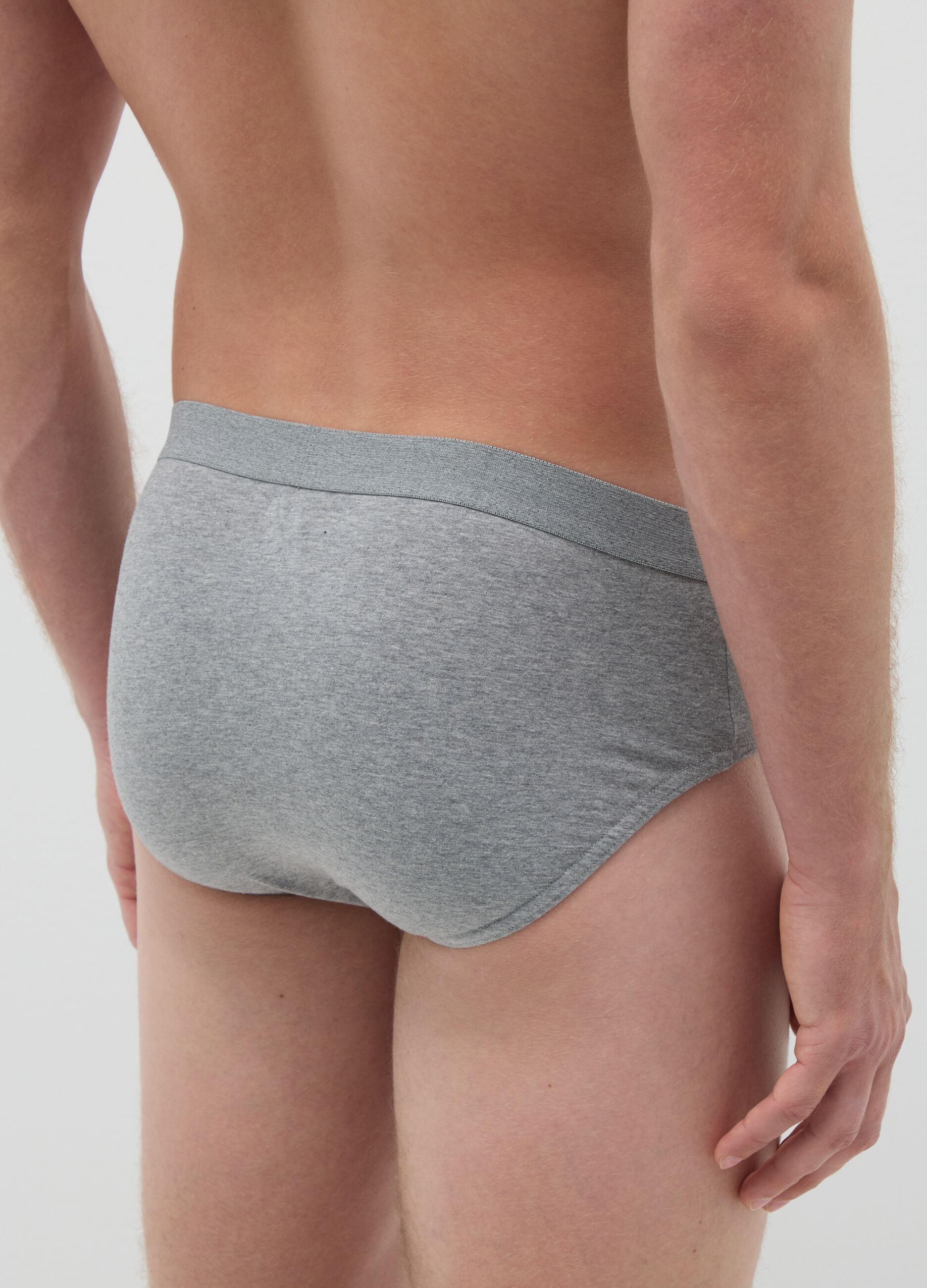 Grey Cotton Regular Fit Triple Pack Briefs Set