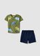 Completo blu e verde in puro cotone per bimbo regular fit_0